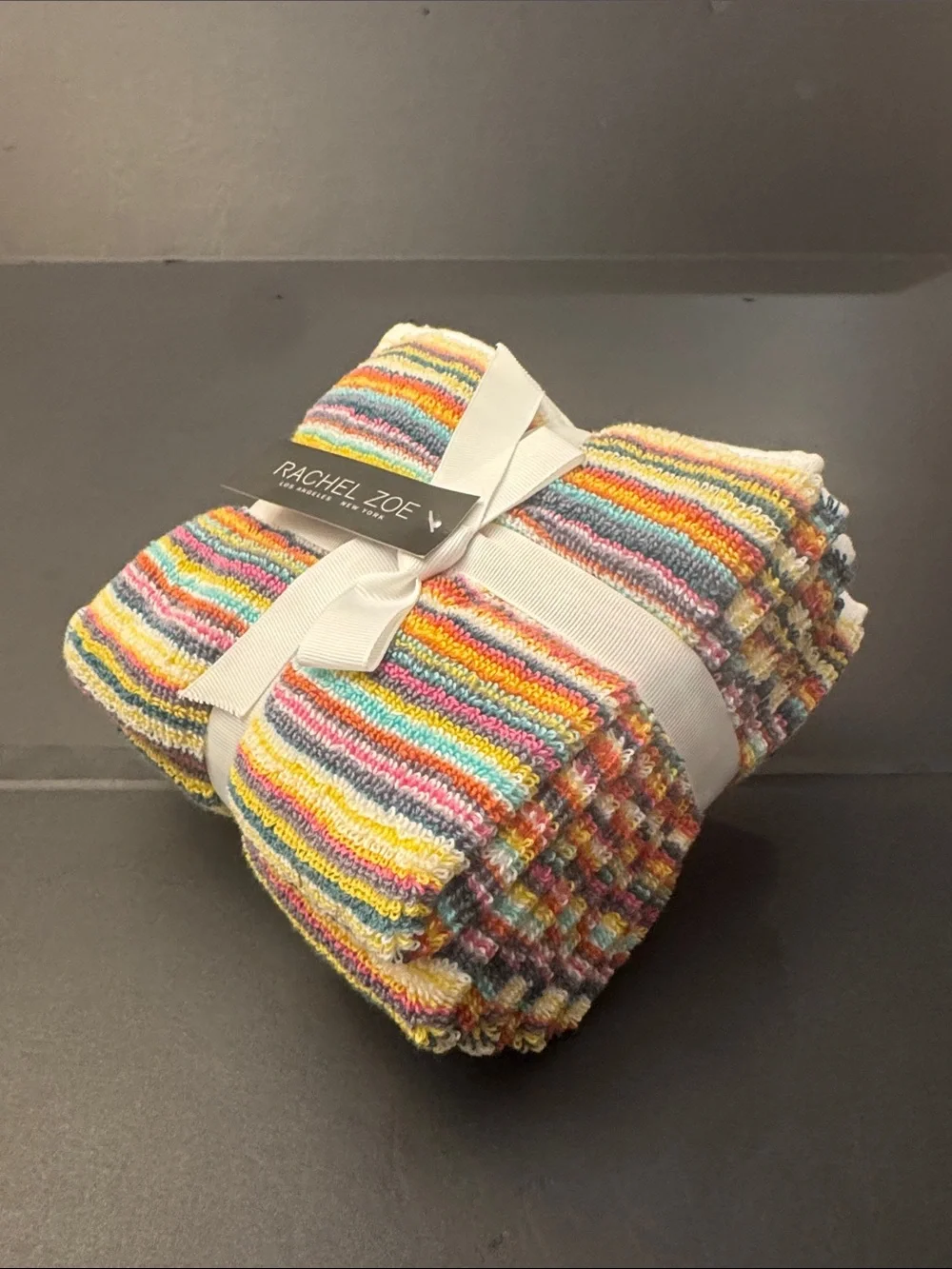 8pc RACHEL ZOE Rainbow Stripe Coordinating Bath Towel Set- SpaWrap/Hand/Wash